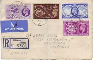 UK - 75th Anniversary of U.P.U. (Registered FDC) 1949 (CV $165) - Picture 1 of 2