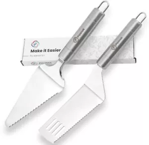 Pie Server Spatula and Cake Cutter Slicer, Stainless Steel Set - Silver  - Picture 1 of 9