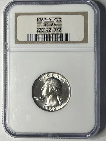 1962-D  Washington Quarter,  NGC MS66 Cover