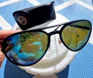 Ray Ban ' 4320-CH Chromance ' Matte Black Blue Wrap Sunglasses Italy ***RARE - Picture 1 of 20