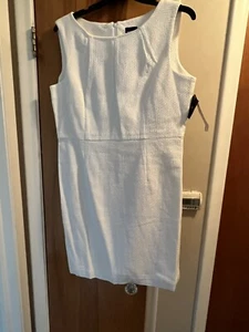 White Dress Sheath size 16 Bigio Collection Embossed Cotton - Picture 1 of 8