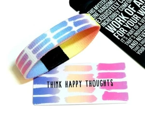ZOX **THINK HAPPY THOUGHTS** Silver Single small mystery pack Wristband w/Card - Picture 1 of 3