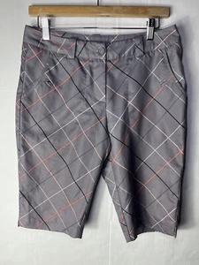 Nike Golf DRI-FIT WOMENS Gray Pink Black Striped Logo Golf Shorts SIZE 6 - Picture 1 of 10