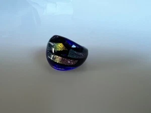 Ring Made From Original Murano Glass Jewelry Unique Handmade Colourful Sz. - Picture 1 of 8