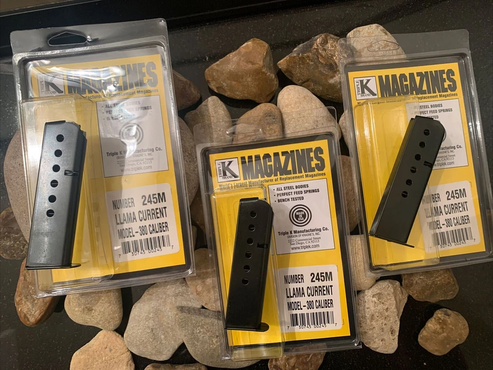 3-Pack Triple K Llama CURRENT 380 ACP .380 auto 7 round magazine new 245M USA - Image 1 of 4