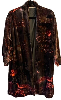 Kimono/cardigã feminino Soft Surrounding Burnout veludo mistura de seda tamanho G novo sem etiquetas - Imagem 1 de 4