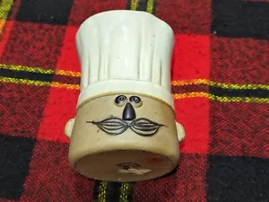 Vintage Takahashi Le Chef Face Utensil Crock Stoneware Pottery Vase Jar Planter - Picture 1 of 4