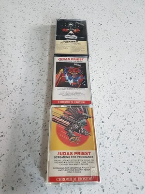 3 cassettes Judas Priest Hell Bent For Leather Defenders Of The Faith Screaming - Image 1 of 3