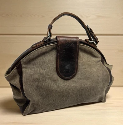 Comptoir Des Cotonniers Dandy Canvas & Leather Doctor's Bag Clam Shell Opening - Photo 1/4