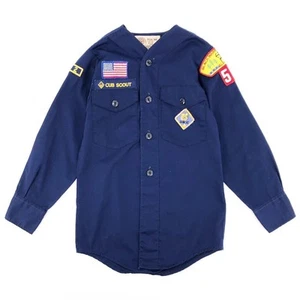 70s Cub Scouts Boy Scouts of America blue long sleeve uniform shirt - Picture 1 of 4