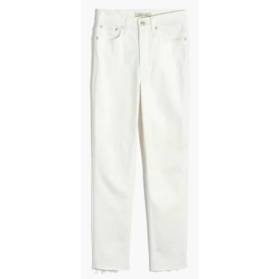 Madewell идеальный винтажный сужающийся ноги плитки белый необработанный кромки джинсы США женщин 30 новый - Изображение 1 из 4
