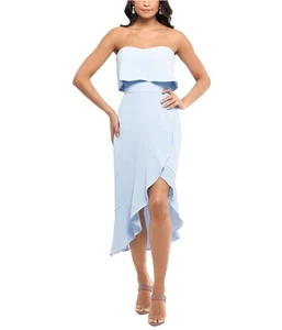 XSCAPE Womens Crepe Ruffle Strapless Bustier A-line Dress, powderblue, 6 - Picture 1 of 1