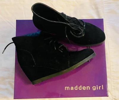 NUEVO Botines de cuña negros Madden Girl talla 7 con caja Foto 1 de 4