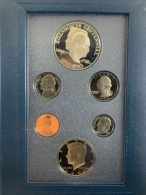 1990 Prestige Proof US Mint Set Silver Ike Dolllar With Box And Cert Of Auth. - Image 1 of 4