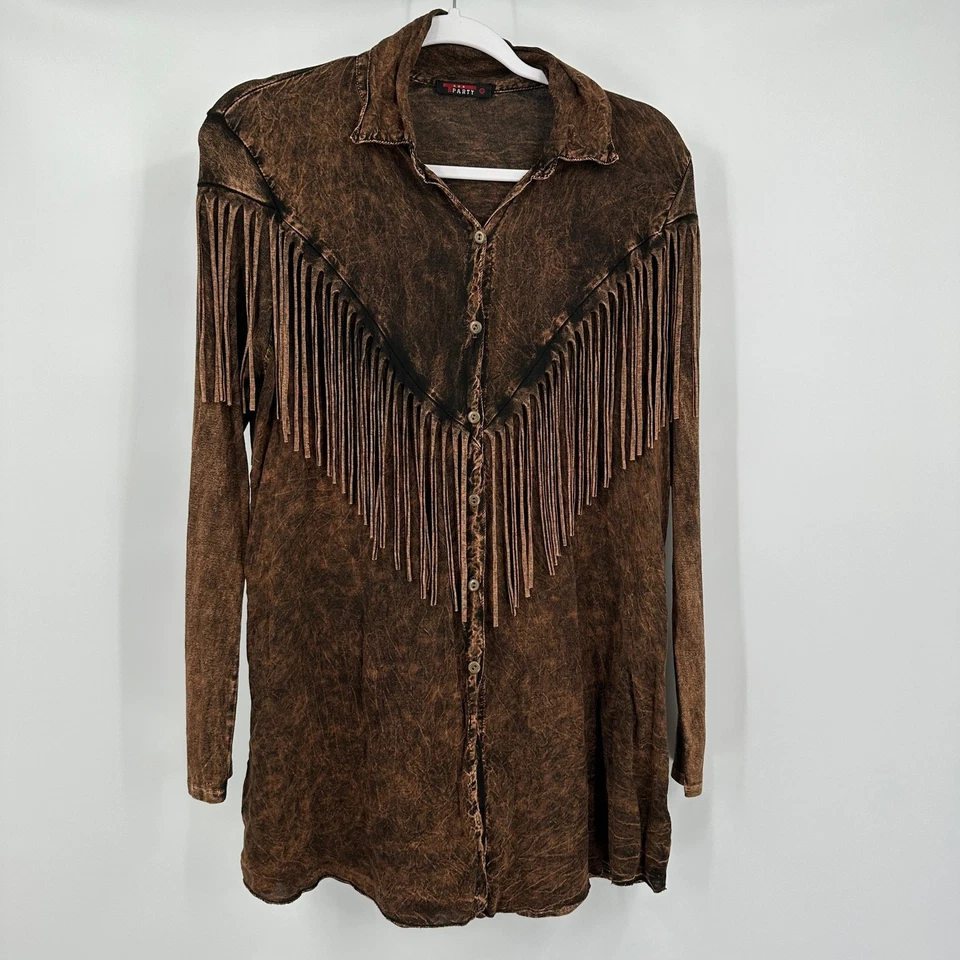 T Party Womens Fringe Top Size S Western Boho Cowgirl Festival Shirt Rodeo Chic - Image 1 of 4