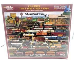NEW Antique Model Trains All Aboard! 1000 Piece Jigsaw Puzzle by White Mountain - Picture 1 of 4