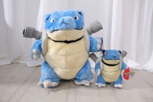 2x Lot -  Blastoise Vintage Plush Stuffed Animal Pokemon 1999 Nintendo 13” + 7" - Picture 1 of 10