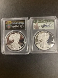 2019-W PCGS PR70 Silver Eagles. FDOI-2 coins set) Cleveland Signed - Picture 1 of 2