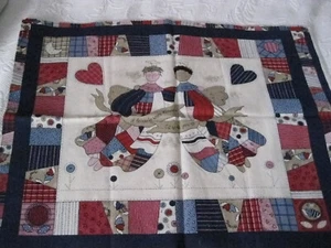 Vtg Country Angels Fabric 2 Panels Quilt Cotton Sew 22"x34" Friends Cottagecore - Picture 1 of 5