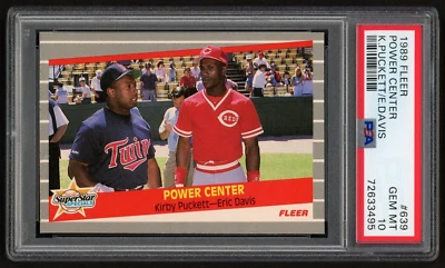 Fleer Kirby Puckett Hof 1989 y Eric Davis Super Star Specials PSA 10 gemas como nuevo Foto 1 de 3