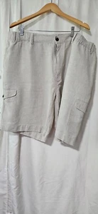 Men's casaul linen 6 pocket casual stretch waist cargo lag and leisure shorts 44 - Picture 1 of 13