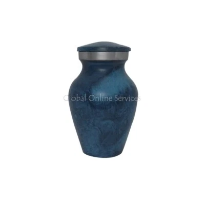 Aluminium Urn, Water Blue Small Keepsake Aluminium Cremation Ashes Urn - Image 1 of 4