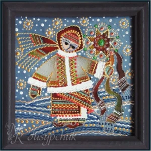 Pintura popular tradicional ucraniana sobre vidrio hecha a mano decoración de pared enmarcada 14x14cm - Imagen 1 de 4