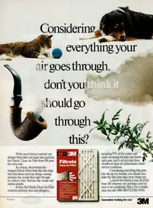 1993 Vintage Print Ad 3m Filtrete Clean Air Filter Dog Cat Pollution Dust Weeds - Picture 1 of 2
