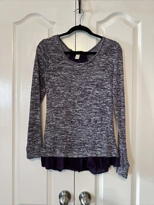 Copper Key Womens LONG SLEEVE LIGHT WT KNIT TUNIC TOP~BOW Purple Size Small - Image 1 of 4