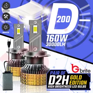 2x D2H 160W CANBUS ERROR FREE WHITE LED KIT 6000K ACCURATE BEAM PATTERN - Picture 1 of 8