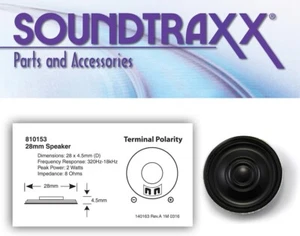 Soundtraxx 810153 - 28mm (1") Round Speaker for N or HO Scale DCC / SOUND - Picture 1 of 2