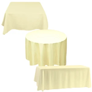 Clearance TtS Ivory POLYESTER TABLECLOTH Table Cover Dining Room Wedding Decor - Picture 1 of 12
