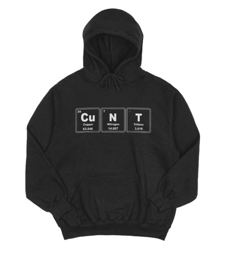 RHUDE Felpa con cappuccio Rude Cu N T Element tavola periodica scienza scherzo divertente regalo unisex