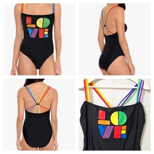Sirena LOVE Is Love Pride Swimsuit One Piece Sz XL Rainbow Straps LGBTQ - Picture 1 of 15