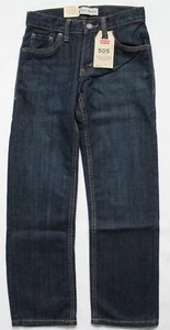 Levi's Boys Size 8 24x25 505 Regular Fit Straight Denim Blue Jeans Midnight Wash - Picture 1 of 7