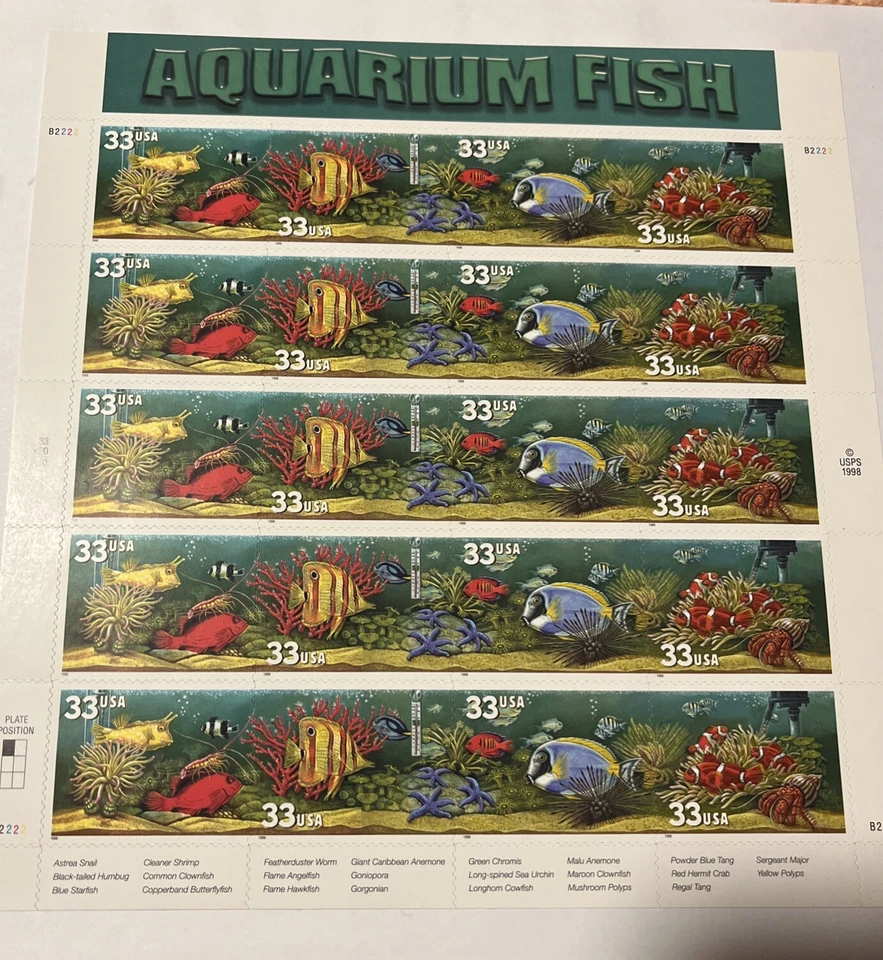 Souvenir Sheet 20 Stamps AMERICAN GLASS 33¢ US Stamps USA Sc# 3325-3328 MNH 1998 - Image 1 of 1