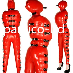 Latex Rubber Bodysuit Red and Black Inflatable Tights Hood Suit Size XS- XXL - Picture 1 of 2