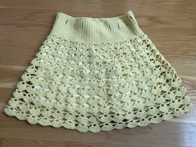 Винтажный 1960-х свитер крючком ручной работы лимон желтый мини юбка и скольжения ретро лот - Изображение 1 из 4