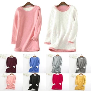 Frauen Winter-Warme Langarm-T-Shirt Thick mit Fleece-Fütterung Thermal Plus-Top - Bild 1 von 16