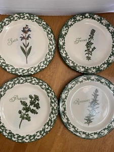 Complete Set Of 4 Roseville Spongeware 7.5” Plates by Gerald Henn USA - Picture 1 of 6