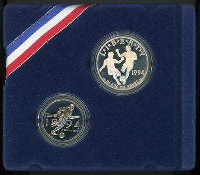 1994-S Proof World Cup Commemorative Silver Dollar, 1994-P Half Collector's Set - Image 1 of 4