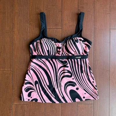 Blusa regata rosa e preta com estampa de redemoinho - Imagem 1 de 4