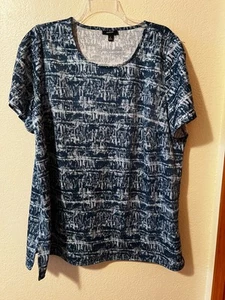 Neu ohne Etikett Alfani blau weiß geometrisches Top Übergröße 3X - Bild 1 von 8