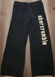 NWT Abercrombie Kids Sweatpants Boys Large Fleece Spellout Logo Blue Baggy Prep - Picture 1 of 8