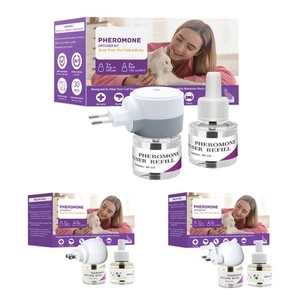 3X Cat Calming Pheromone Diffuser Kit Pets Plug-In 30 Days & 48ml Refill - Picture 1 of 12