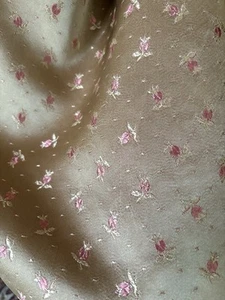 Sold Vintage French Rose Bud Floral Silk Satin Jacquard Brocade Fabric #1~ Pink - Picture 1 of 8