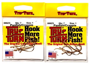 2 PACKS Tru Turn Size 1 Gold Fine Wire Aberdeen Hook 7 Count 888ZS Made in USA - Picture 1 of 22