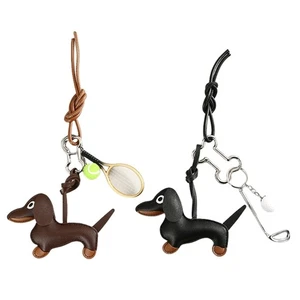 Novelty Wiener Dog Keychain Fine Craftsmanship Sturdy PU Materials Gifts Item - Picture 1 of 10