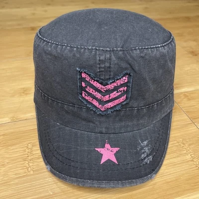 RothCo Mujer Cadete Militar Azul Marino/Gris Rosa Cinta Rayas Combate Envejecido Sombrero Foto 1 de 4