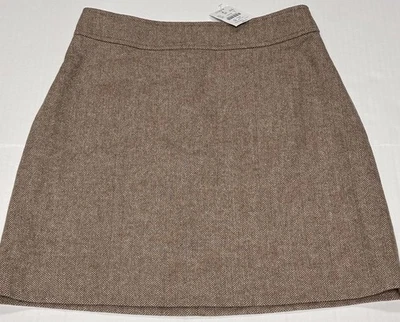 J. Crew Wool Skirt Womens Size 2 Brown Chevron Above Knee Business Career NWT - Image 1 of 4
